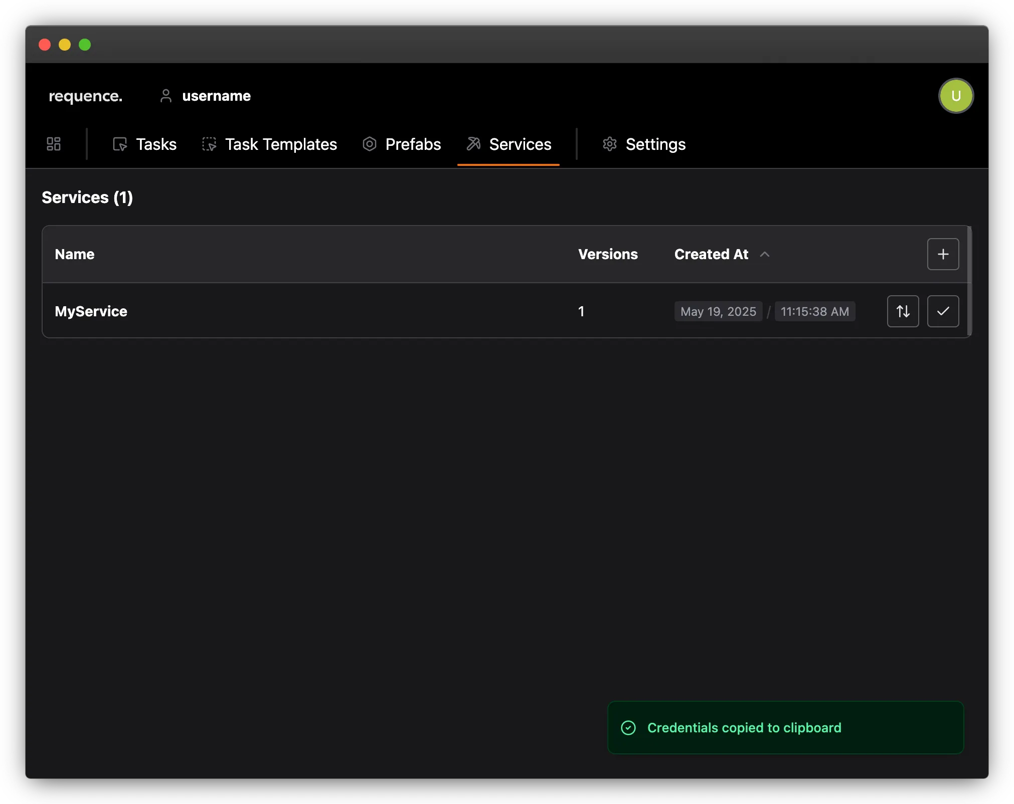 copy service credentials