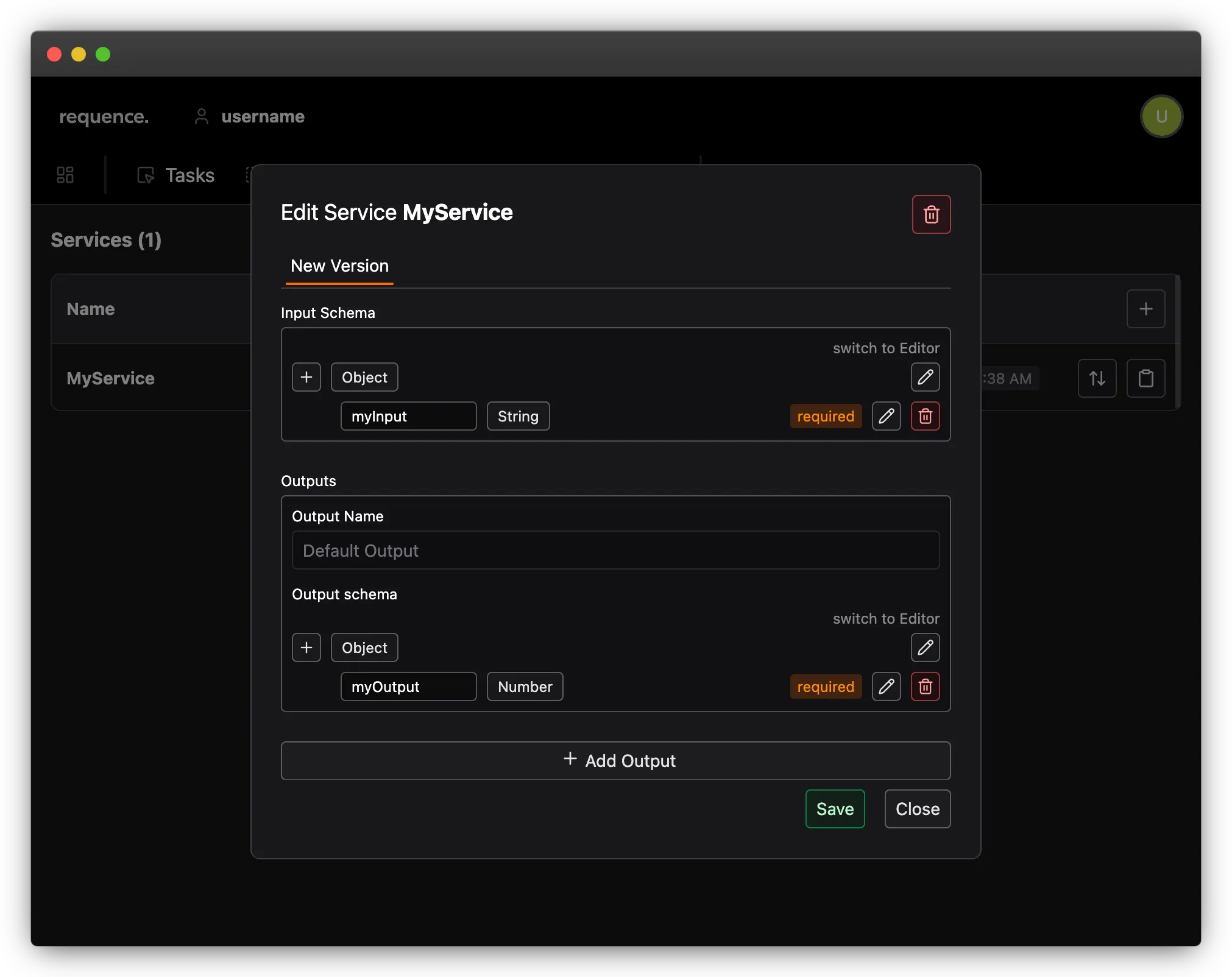 new service version configuration