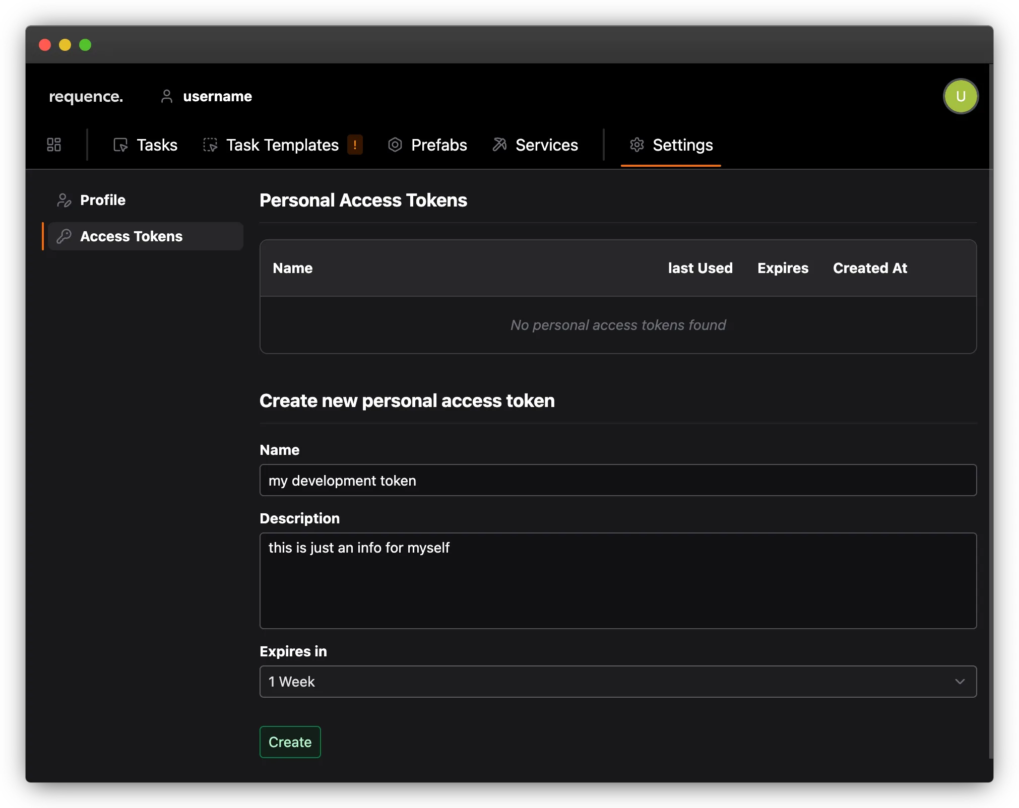 personal access token